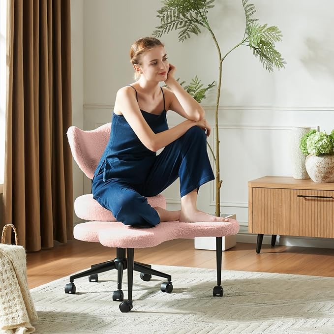 Comfortable Cross-Legged Office Chair - Adjustable Swivel Seat with Lumbar Support