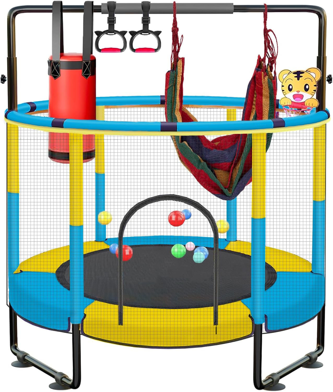 Kids Trampoline 5FT with Net - Adjustable Indoor Outdoor Baby Jumper