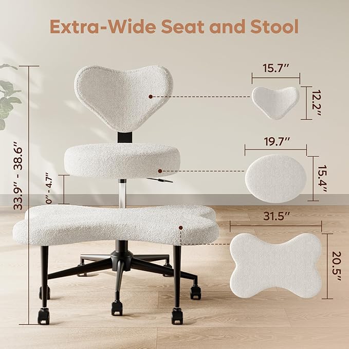 Comfortable Cross-Legged Office Chair - Adjustable Swivel Seat with Lumbar Support