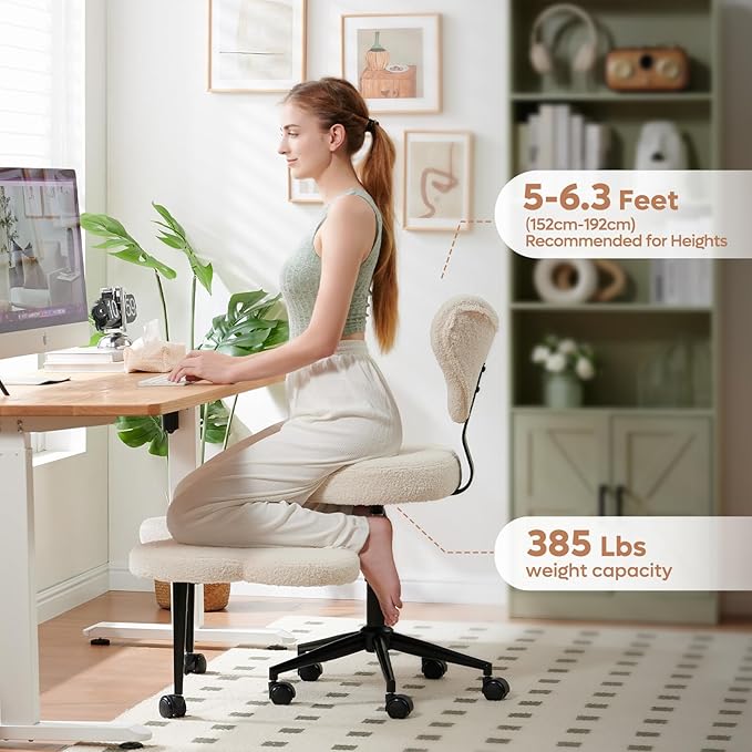Comfortable Cross-Legged Office Chair - Adjustable Swivel Seat with Lumbar Support