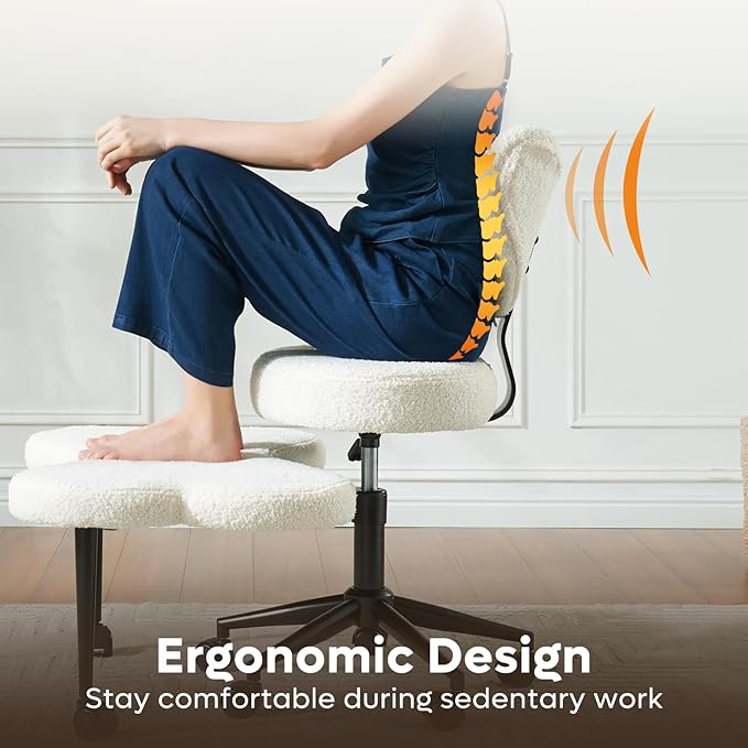 Comfortable Cross-Legged Office Chair - Adjustable Swivel Seat with Lumbar Support