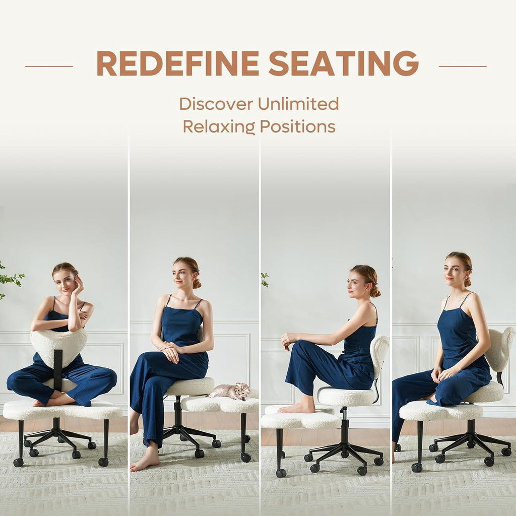 Comfortable Cross-Legged Office Chair - Adjustable Swivel Seat with Lumbar Support