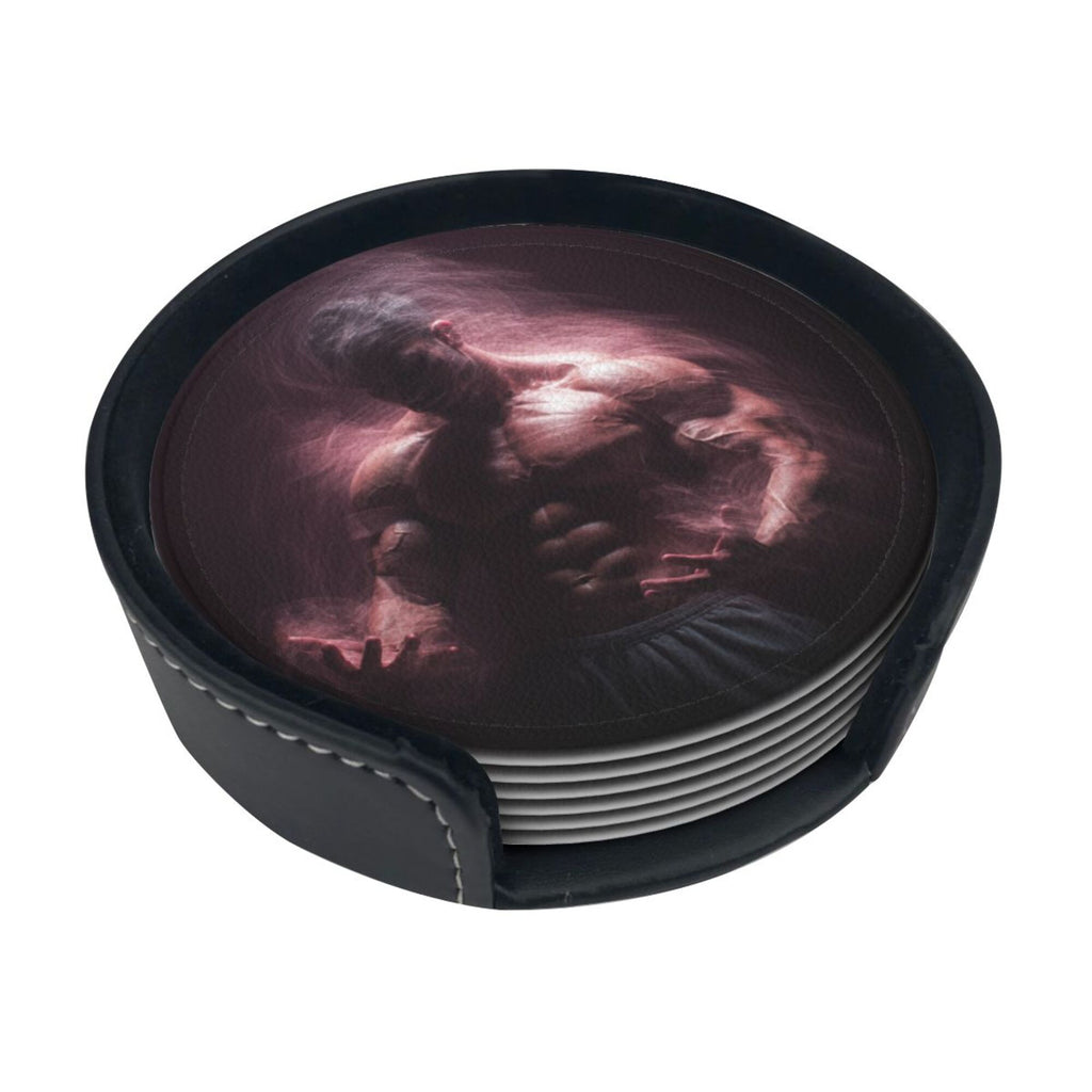 6 - Pack Round Leather Coasters: Personalized Patterns, Thoughtful Storage, A Great Helper for Desktop Protection
