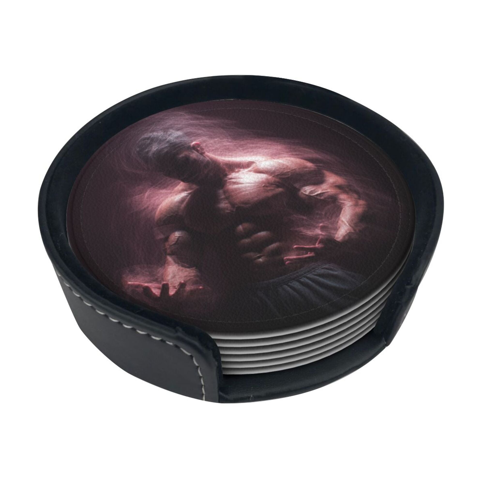 6 - Pack Round Leather Coasters: Personalized Patterns, Thoughtful Storage, A Great Helper for Desktop Protection