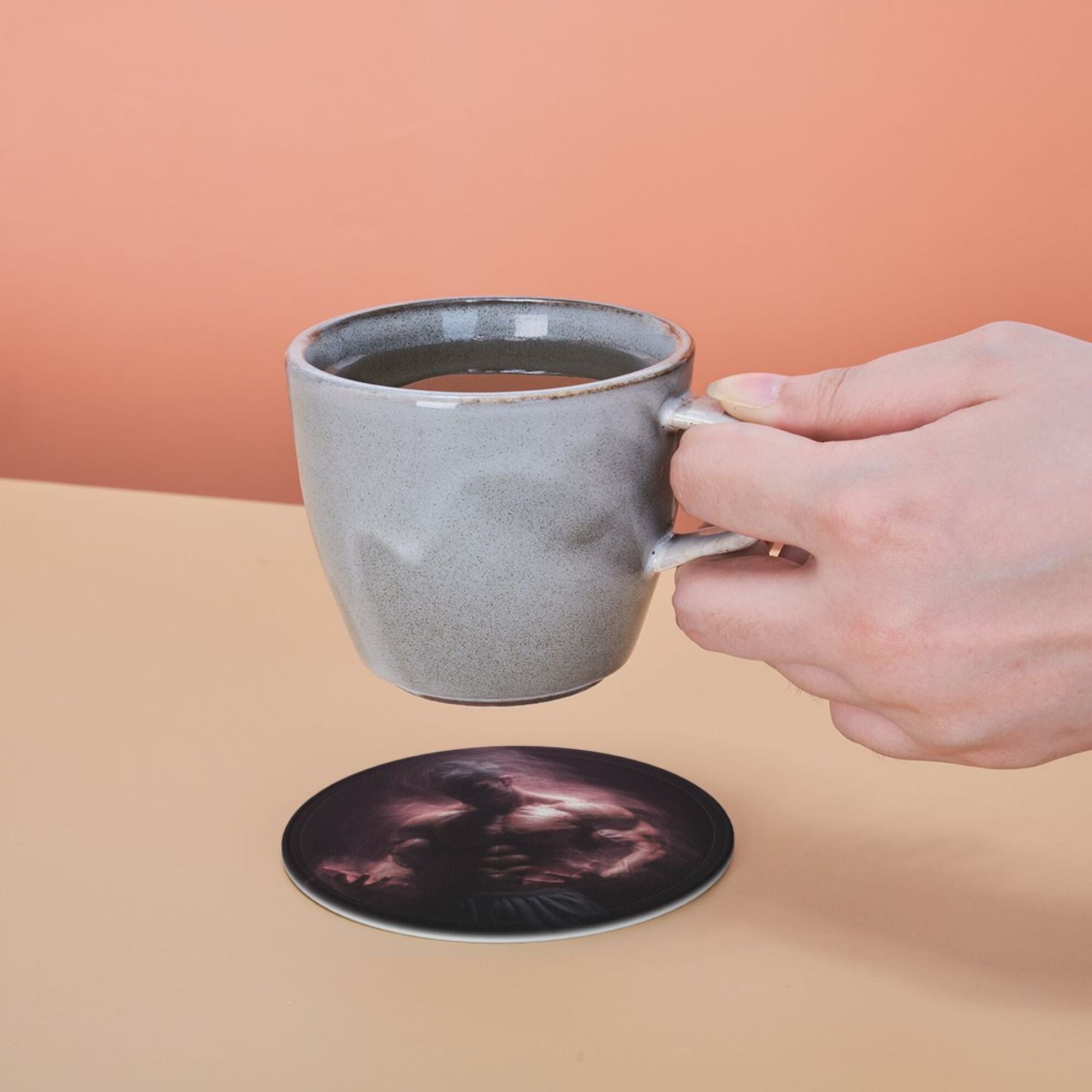 6 - Pack Round Leather Coasters: Personalized Patterns, Thoughtful Storage, A Great Helper for Desktop Protection