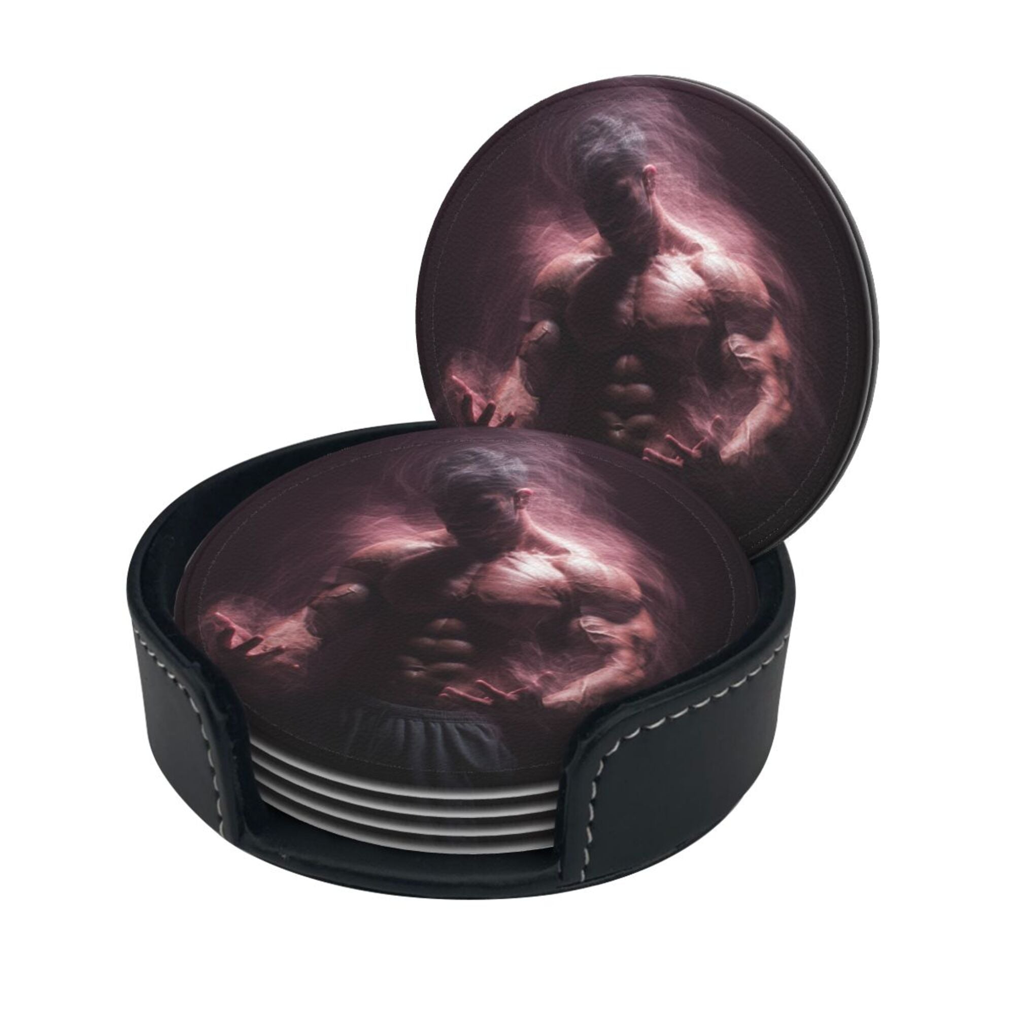 6 - Pack Round Leather Coasters: Personalized Patterns, Thoughtful Storage, A Great Helper for Desktop Protection