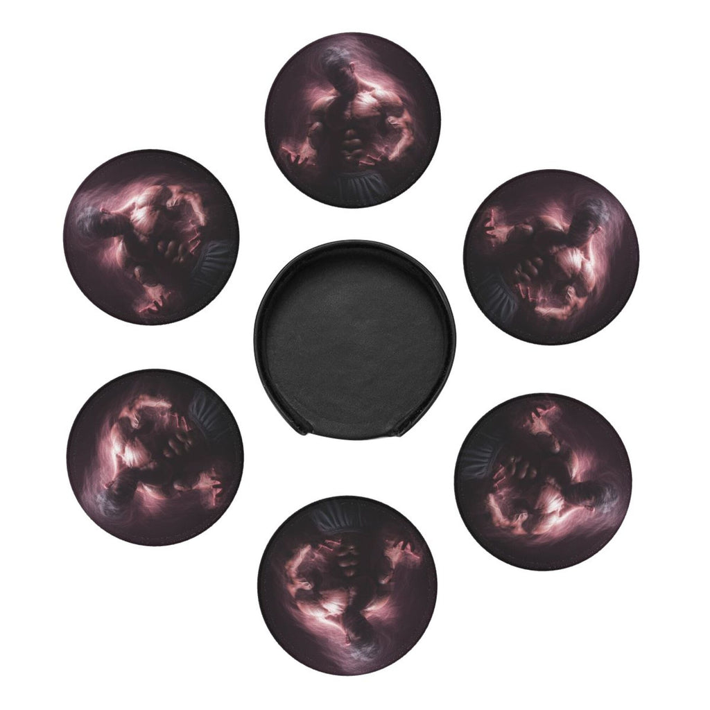 6 - Pack Round Leather Coasters: Personalized Patterns, Thoughtful Storage, A Great Helper for Desktop Protection