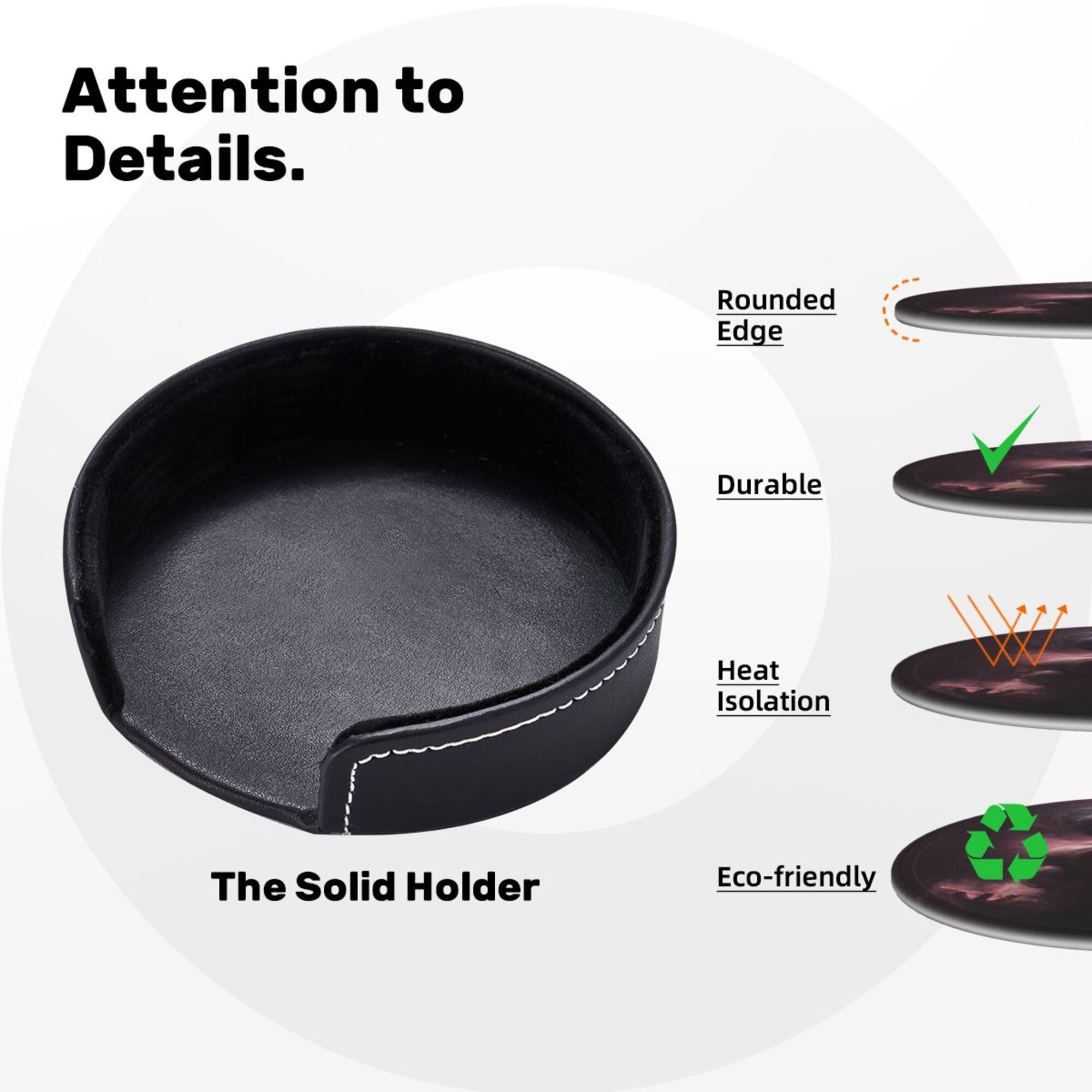 6 - Pack Round Leather Coasters: Personalized Patterns, Thoughtful Storage, A Great Helper for Desktop Protection