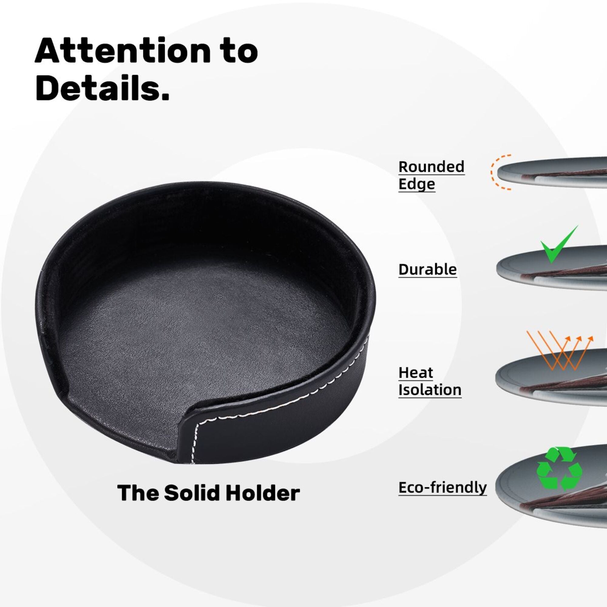 6 - Pack Round Leather Coasters: Creative Human Muscle Pattern, Exquisite Storage, Protecting the Desktop