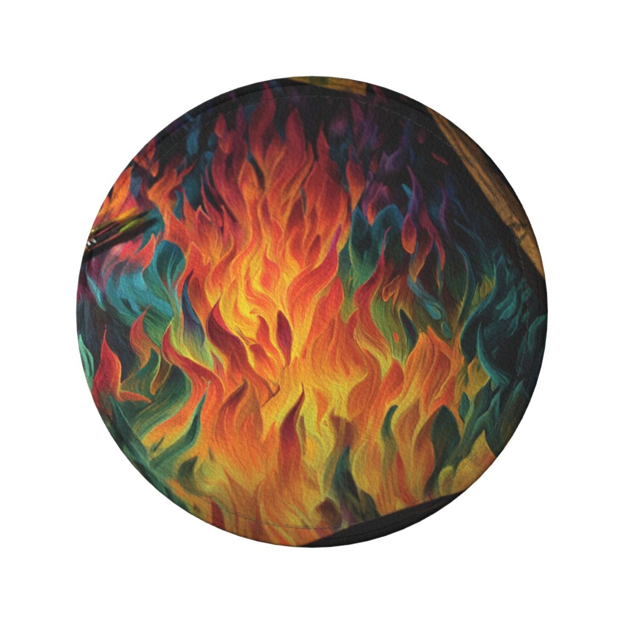 6 - Pack Round Leather Coasters: Gorgeous Flame Pattern, Thoughtful Storage, A Great Helper for Desktop Protection