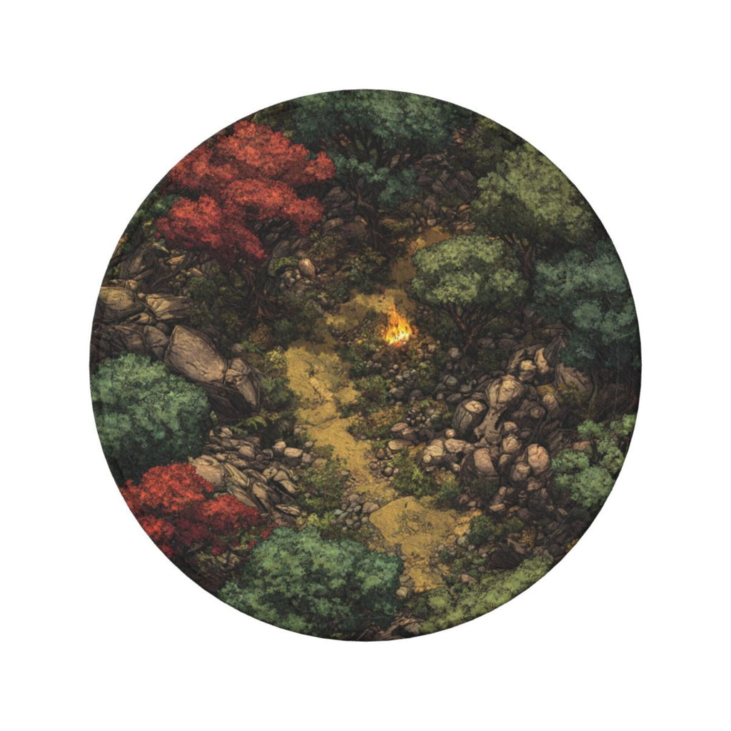 6 - Pack Round Leather Coasters: Forest Campfire Pattern, Exquisite Storage, Protecting the Desktop
