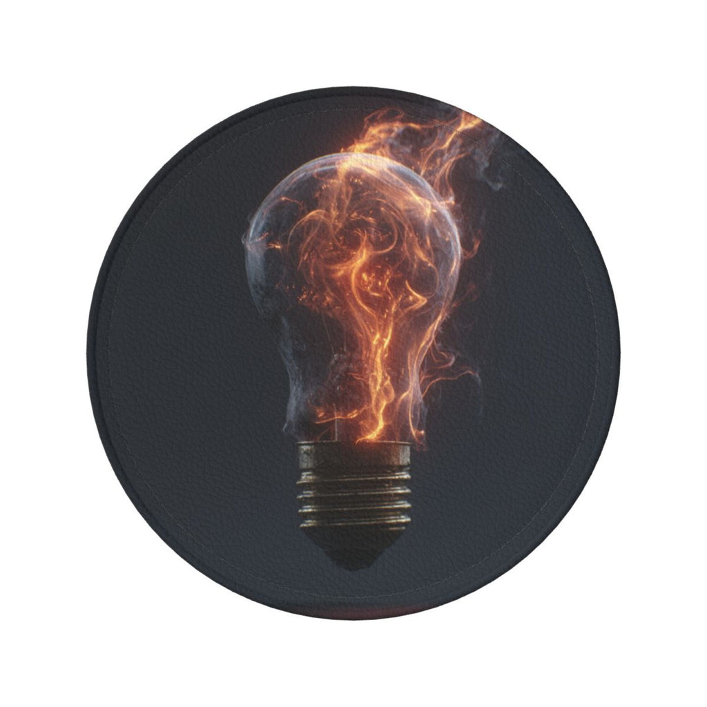 6 - Pack Round Leather Coasters: Flame Bulb Pattern, Exquisite Storage, Protecting the Desktop