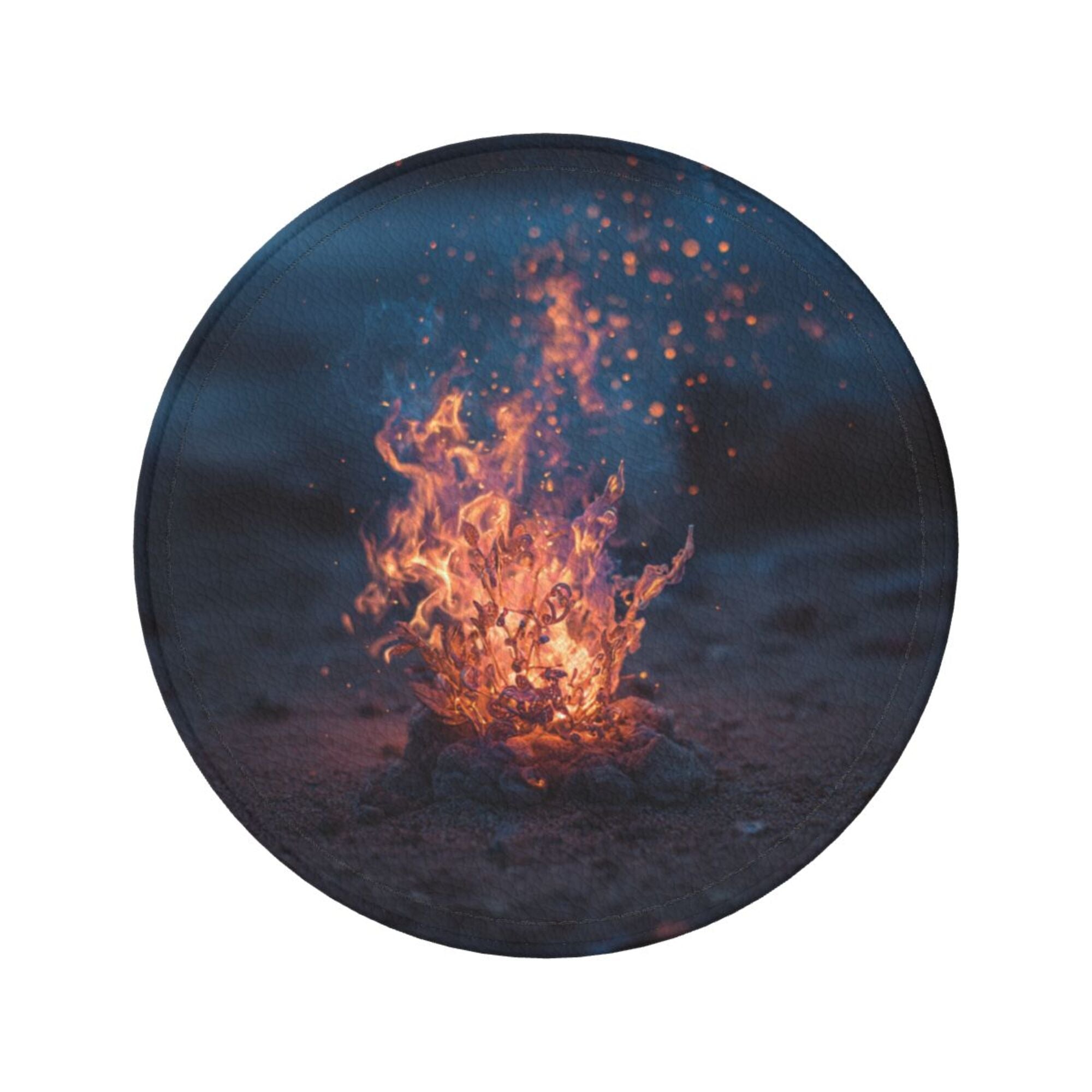 6 - Pack Round Leather Coasters: Campfire Pattern, Exquisite Storage, Protecting the Desktop