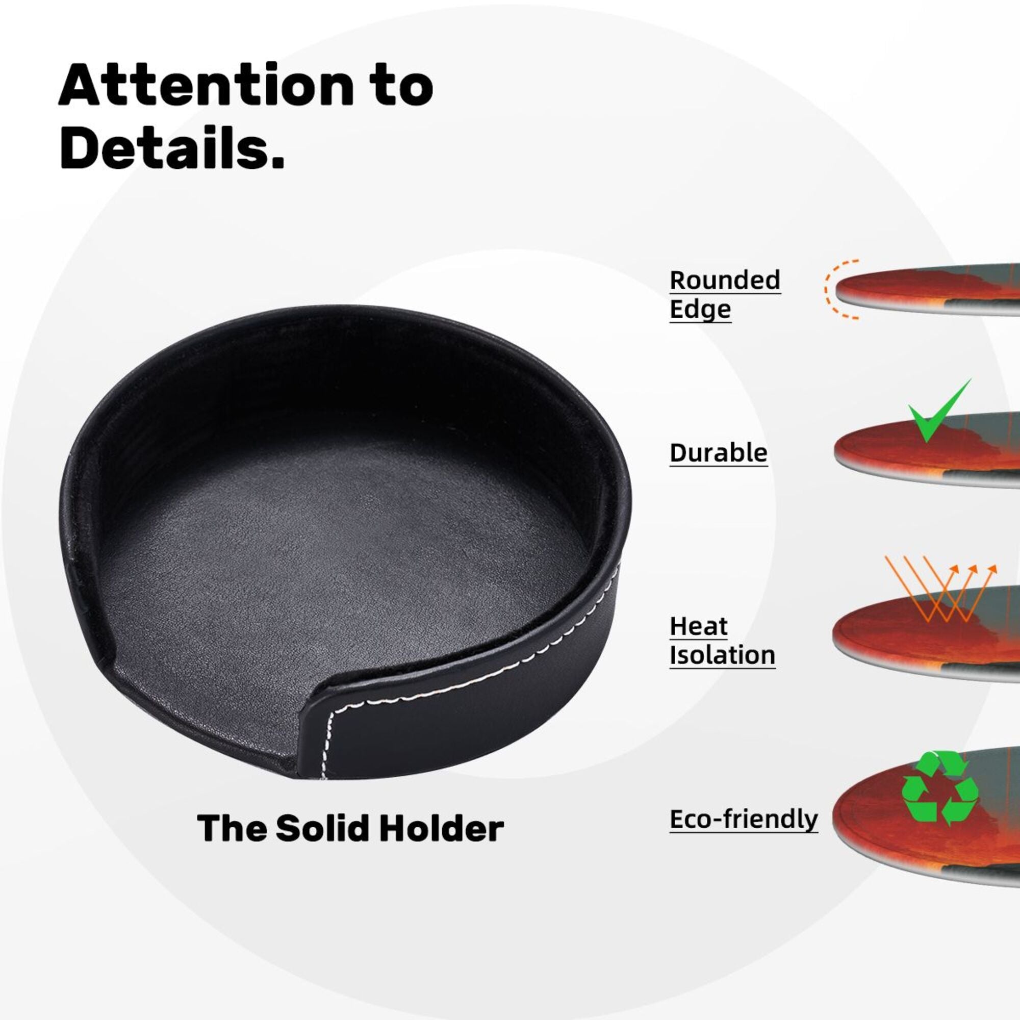 6 - Pack Round Leather Coasters: Scarlet Valley Figure Pattern, Exquisite Storage, Protecting the Desktop