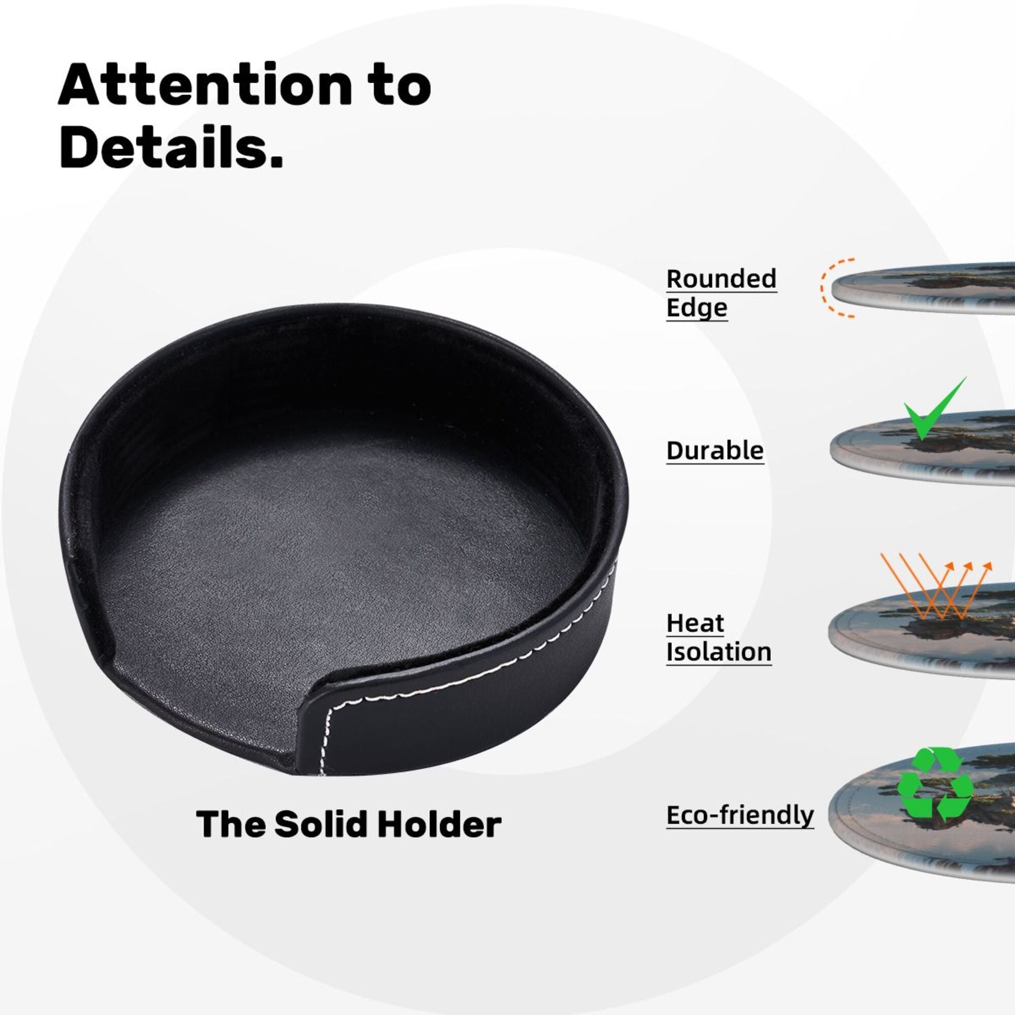 6 - Pack Round Leather Coasters: Floating Giant Tree Island Pattern, Exquisite Storage, Protecting the Desktop