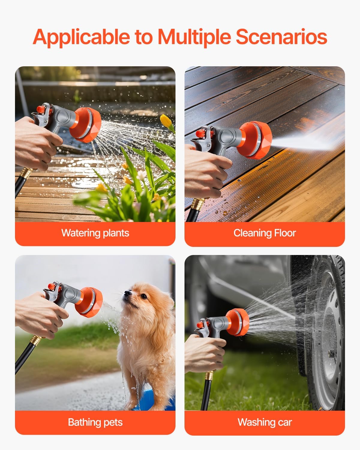 Retractable Garden Hose Reel, 145 ft Heavy Duty Garden Hose Reel with 9 Patterns Nozzle