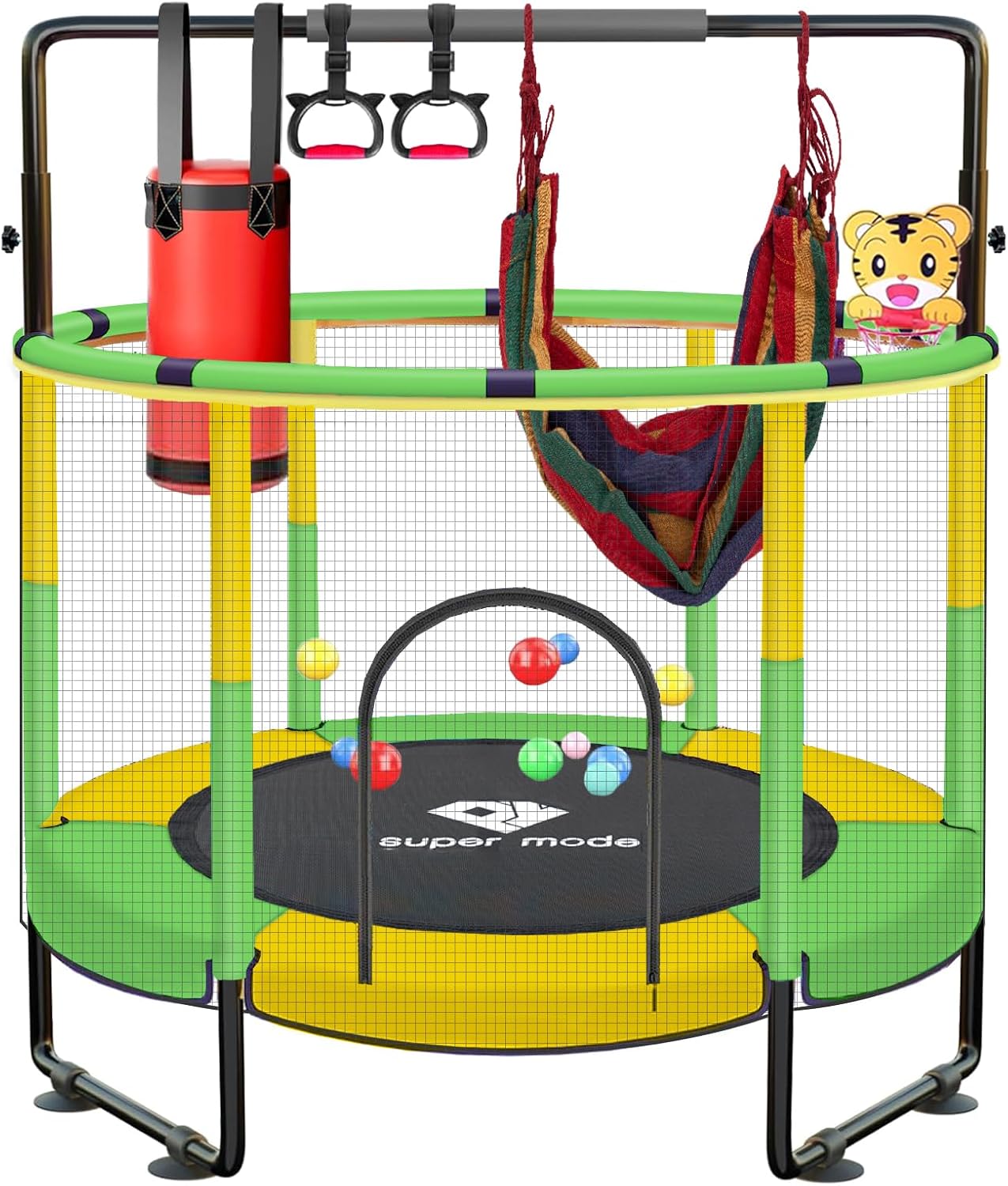 Kids Trampoline 5FT with Net - Adjustable Indoor Outdoor Baby Jumper