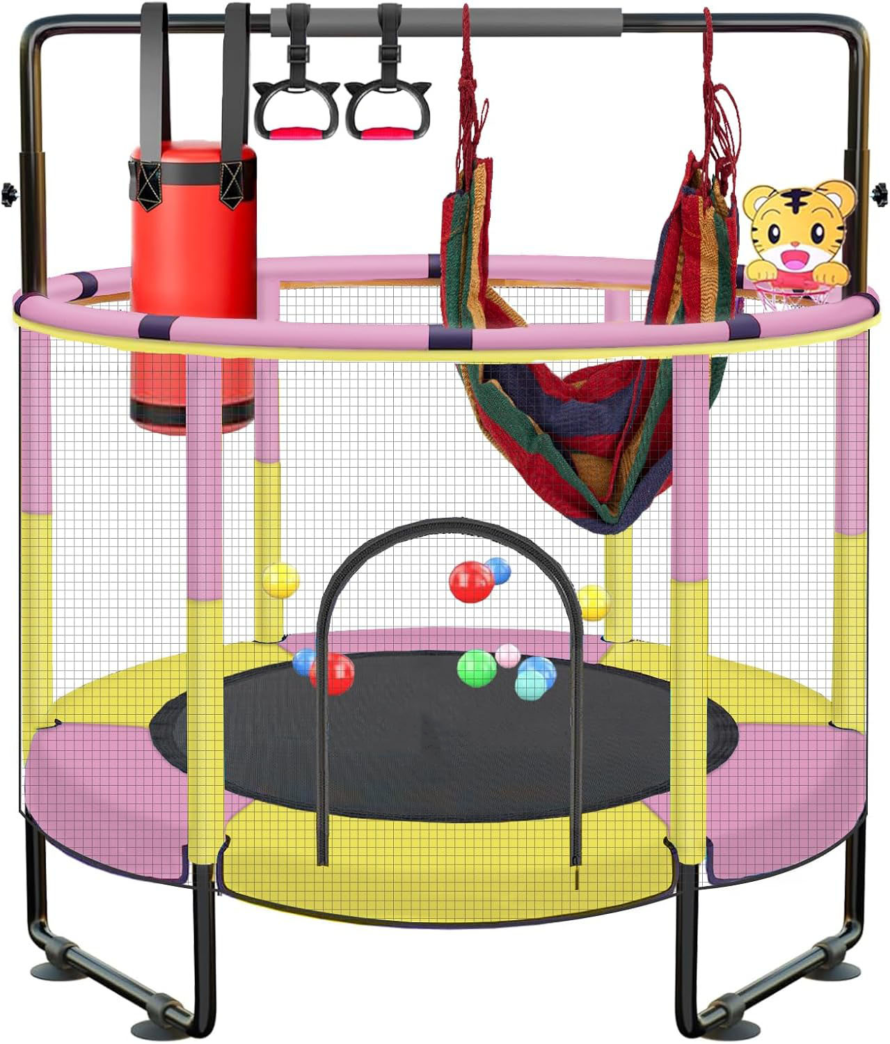 Kids Trampoline 5FT with Net - Adjustable Indoor Outdoor Baby Jumper